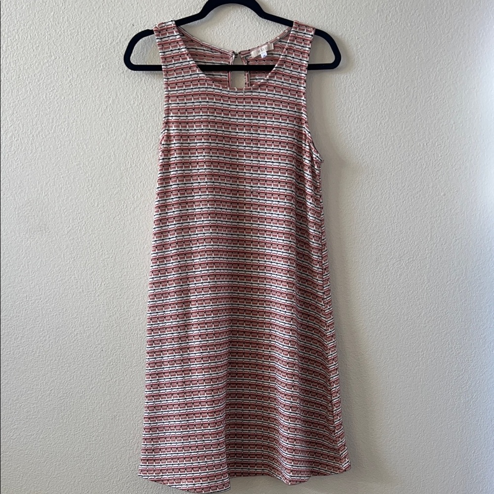 Halo Orange/Rust and White Sleeveless Midi Dress. EUC